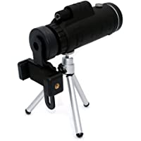 NUZAMAS 10 x 40 Monocular Telescopio y teléfono adaptador Trípode Set- High Optical Monocular- FMC Green Film- portátil…